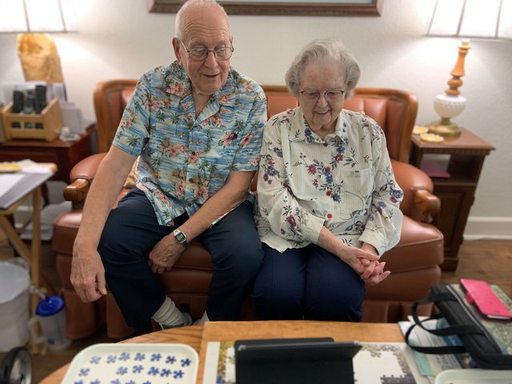 emerald court seniors use videocalling on a tablet