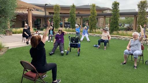 outdoor stretching - socially distant